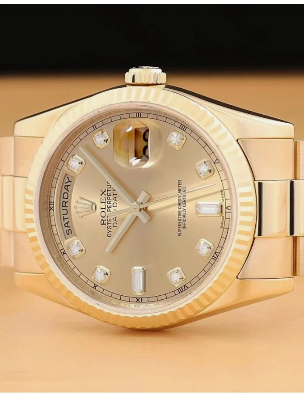 ROLEX DAY DATE PRESIDENT 18K GOLD 750 FACTORY DIAMOND WATCH MENS